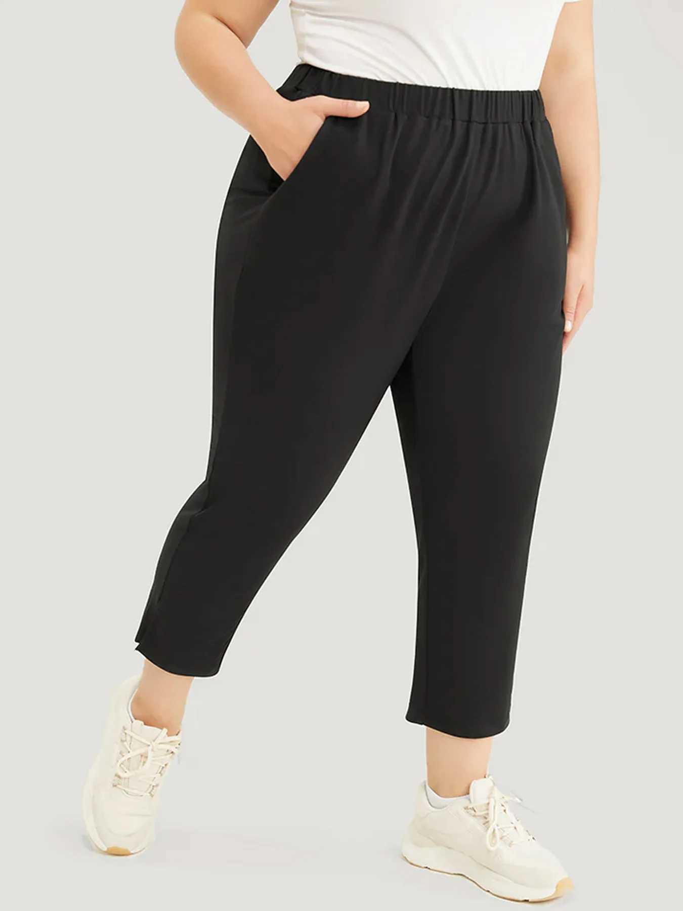 Spodnie damskie Capris American Womens Plus rozmiar High Luksusowy styl modowy Strt Wysokie poczucie ciasnych szczupłych dziewięciopunktowych spodni Y240422