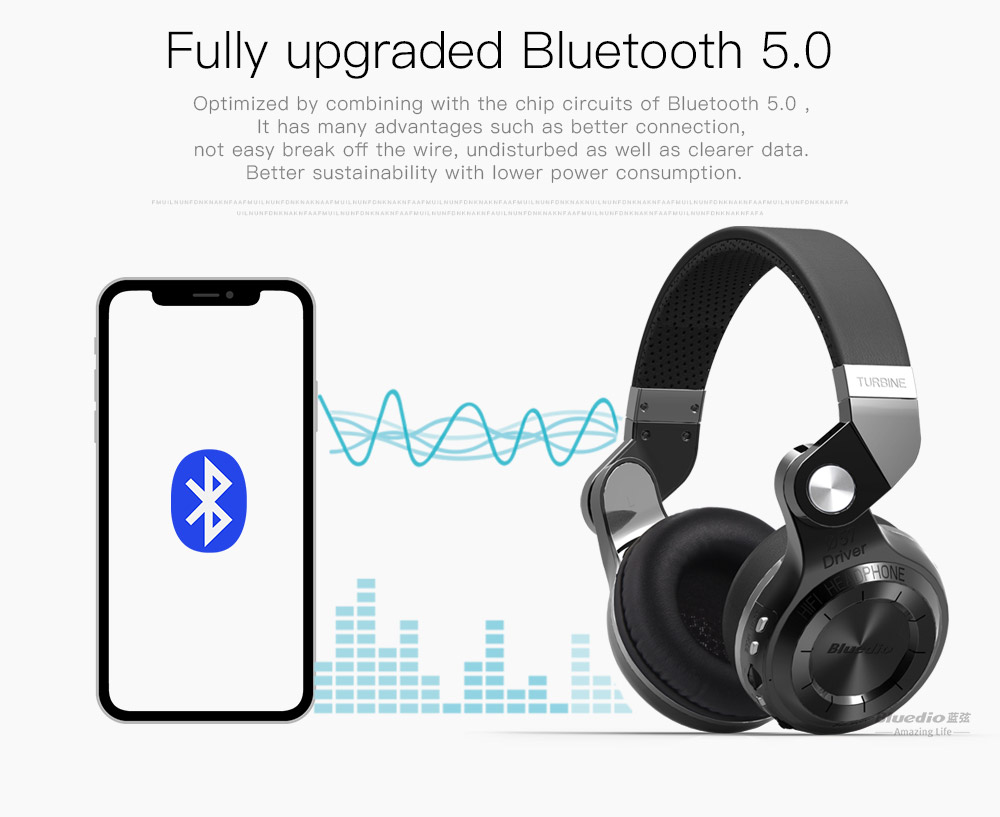 Bluedio T2+ True Wireless BT5.0 On Ear 2023 Earphone Headphone Support Audio Cable Music Wired Headset med Mic New China 5.0 Support MP3/FM Funktion och TF -kortplats