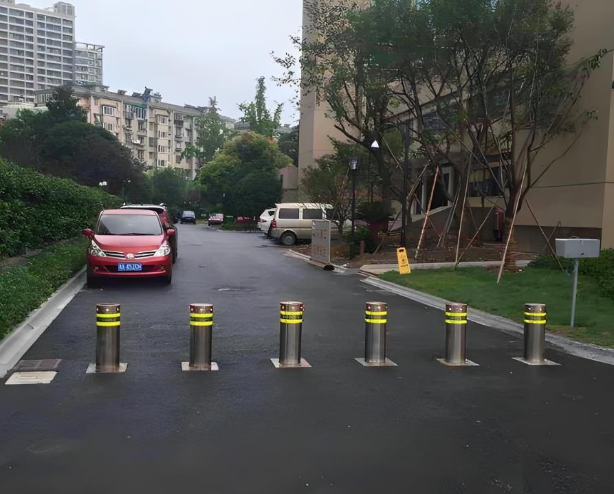 Fordonsåtkomstkontroll rostfritt stål reflekterande band vägparkering pollards automatiska hydrauliska lyftkolonnens parkeringssystem