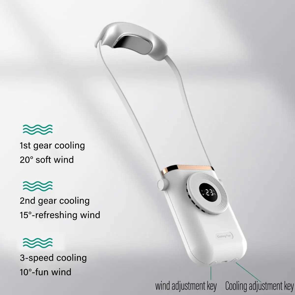 Portable Air Coolers Mini portable neck fan with cooling radio fan rechargeable USB fan air conditioning Y240422