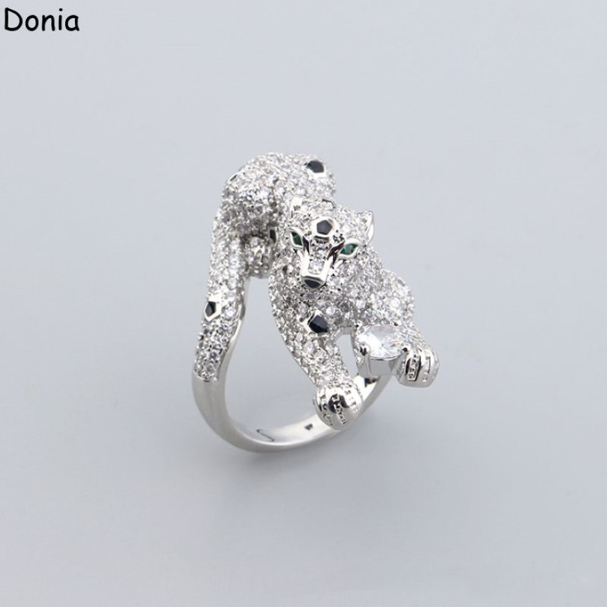 Donia Jewelry Luxury Ring Palace Leopard Head Titanium Inclaid Zircon
