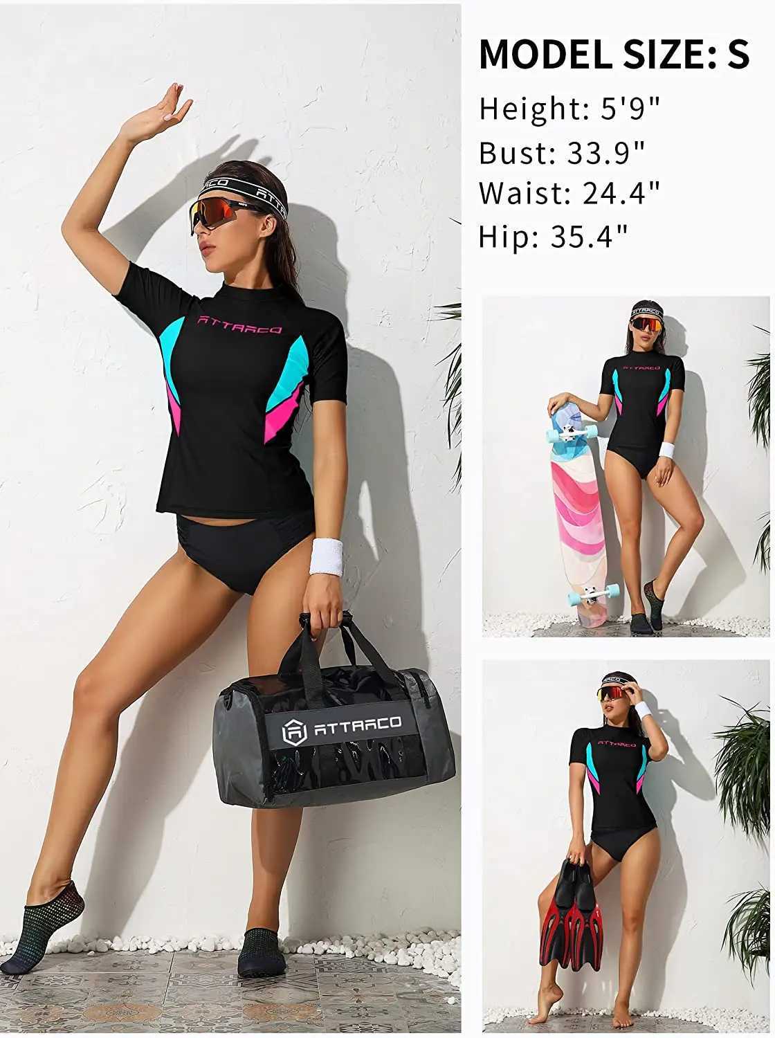 Yüzme Giyim Anfilia Kadınlar Kısa Kollu Kızarık Gömlek Mayo döküntü koruyucusu Top Surf Üst ​​Sörf Gezen Gömlek UPF 50+ 240423