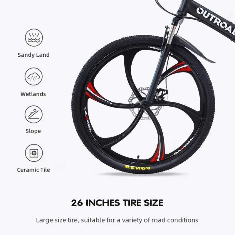 Bikes 26 Inch Folding Mountain Bike 21 Speed Full Suspension Bicycle with High-Carbon Steel Dual Disc Brake Non-Slip Quick Y240423