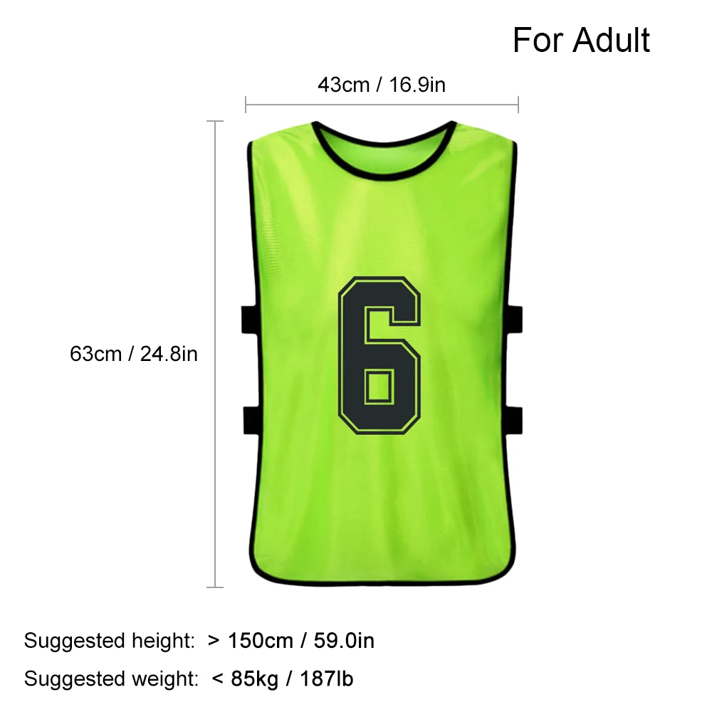 Soccer 6/Adultes Soccer Pinnies Séchage rapide des maillots d'équipe de football