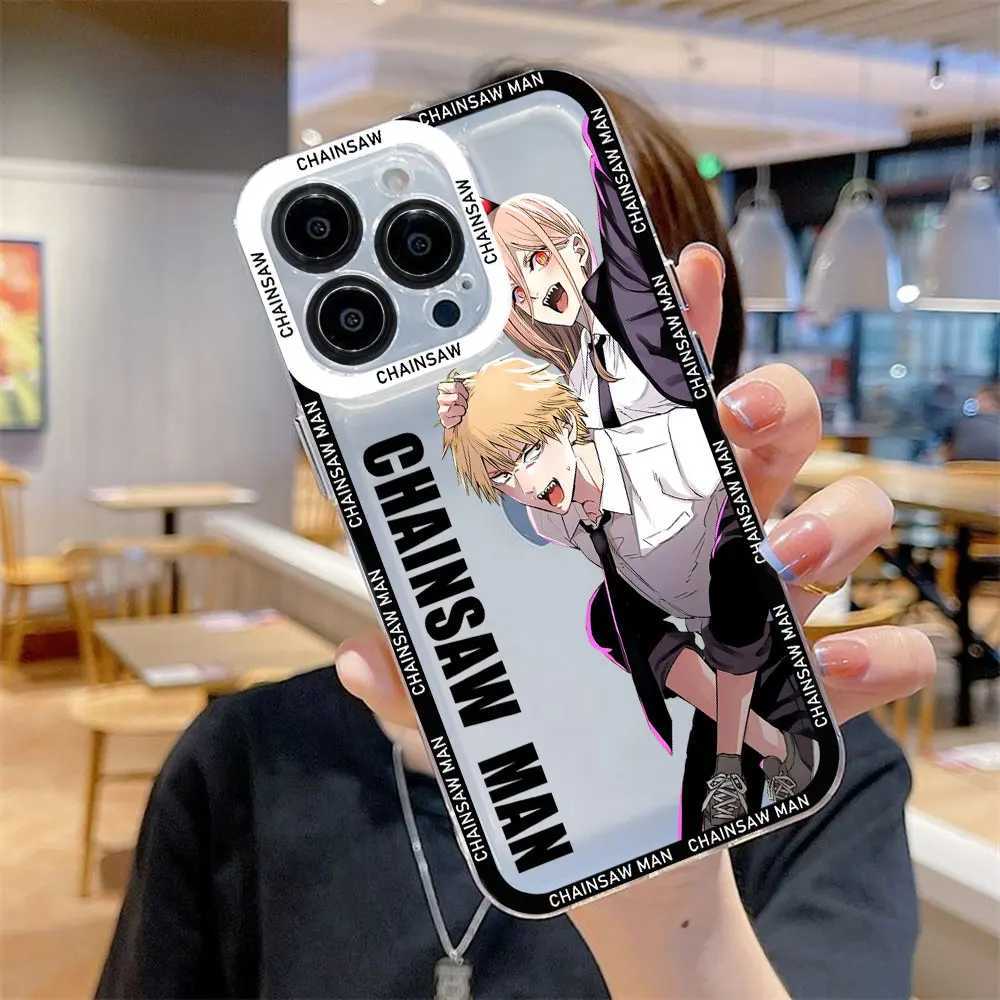 Telefon komórkowy zderzaki anime piły łańcuchowe man obudowa telefonu iPhone'a 15 14 13 12 11 mini pro max x xr xsmax 6s 6 7 8 plus SE20 przezroczysta okładka Y240423