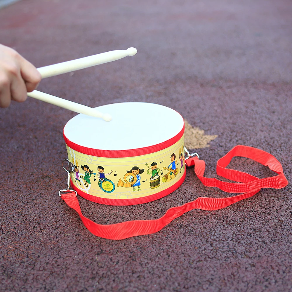 Instruments Orff Instruments de musique dessin animé tambour à la main Percussion Instrument portable en bois double tambourin enfants