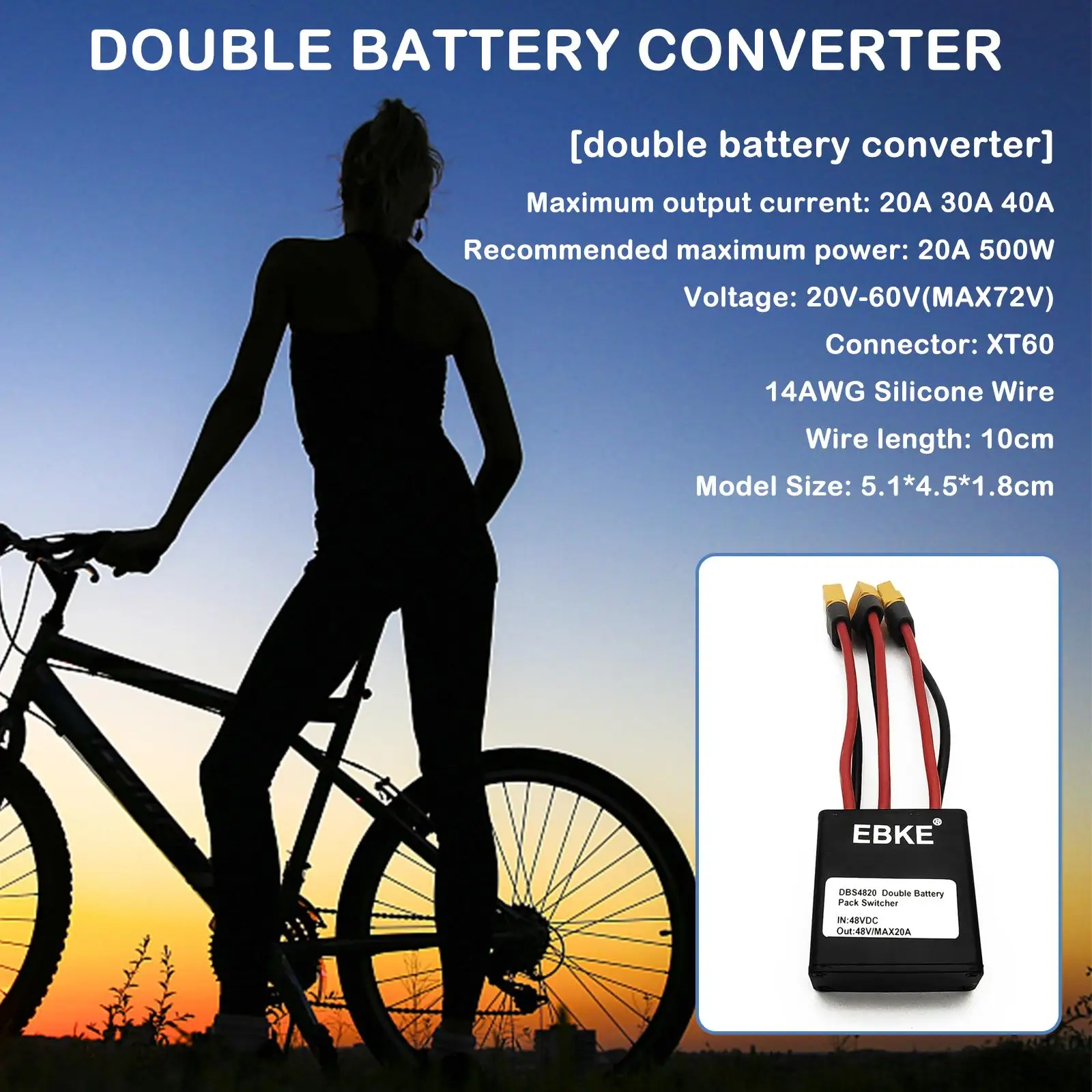 Part Double Battery Discharge Converter For Ebike 36V/48V 20A 500W Dual Battery Pack Switch Balancer Electric Bicycle Accessories