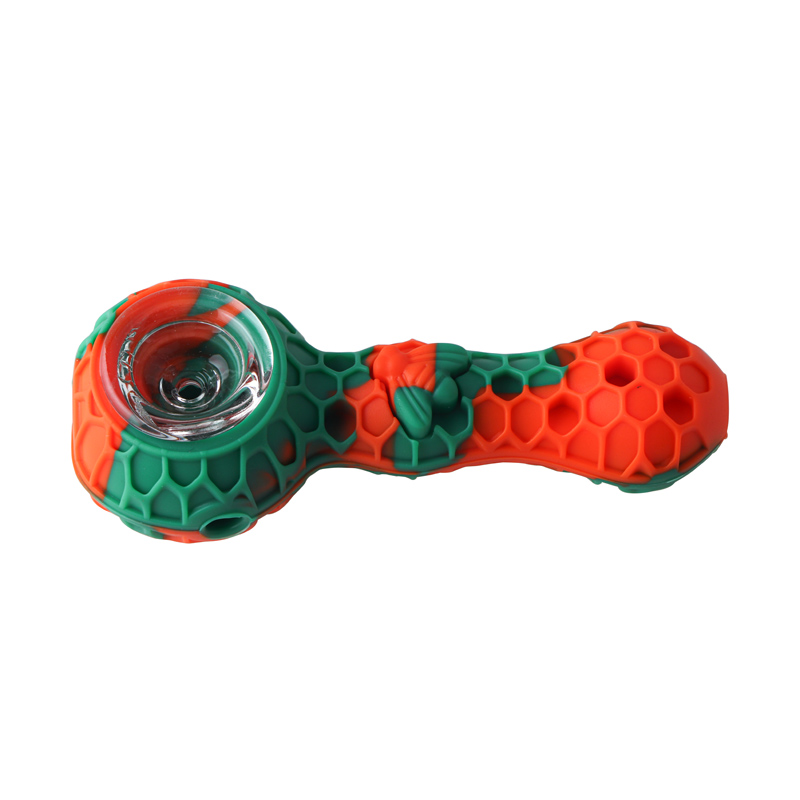 High Quality 4.2" Silicone Glass Pipe Tobacco Hand Pipe Portable Glass Pipe Dab Rig Smoke accessory Oil Burner