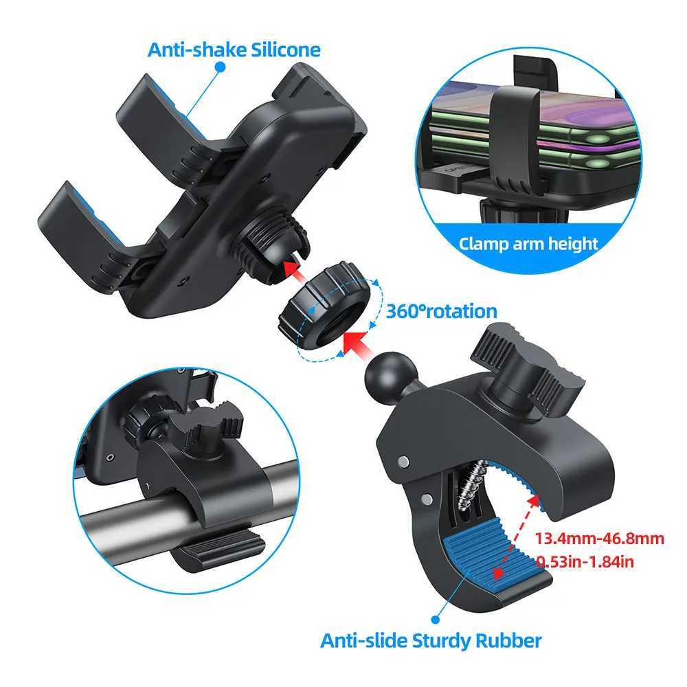 Cell Phone Mounts Holders Moto Bike Phone Mount - 360 Rotating Cell Phone Holder for Bicycle Handlebar for iPhone 12 11 X 8 8S Pro Max Plus Android Y240423