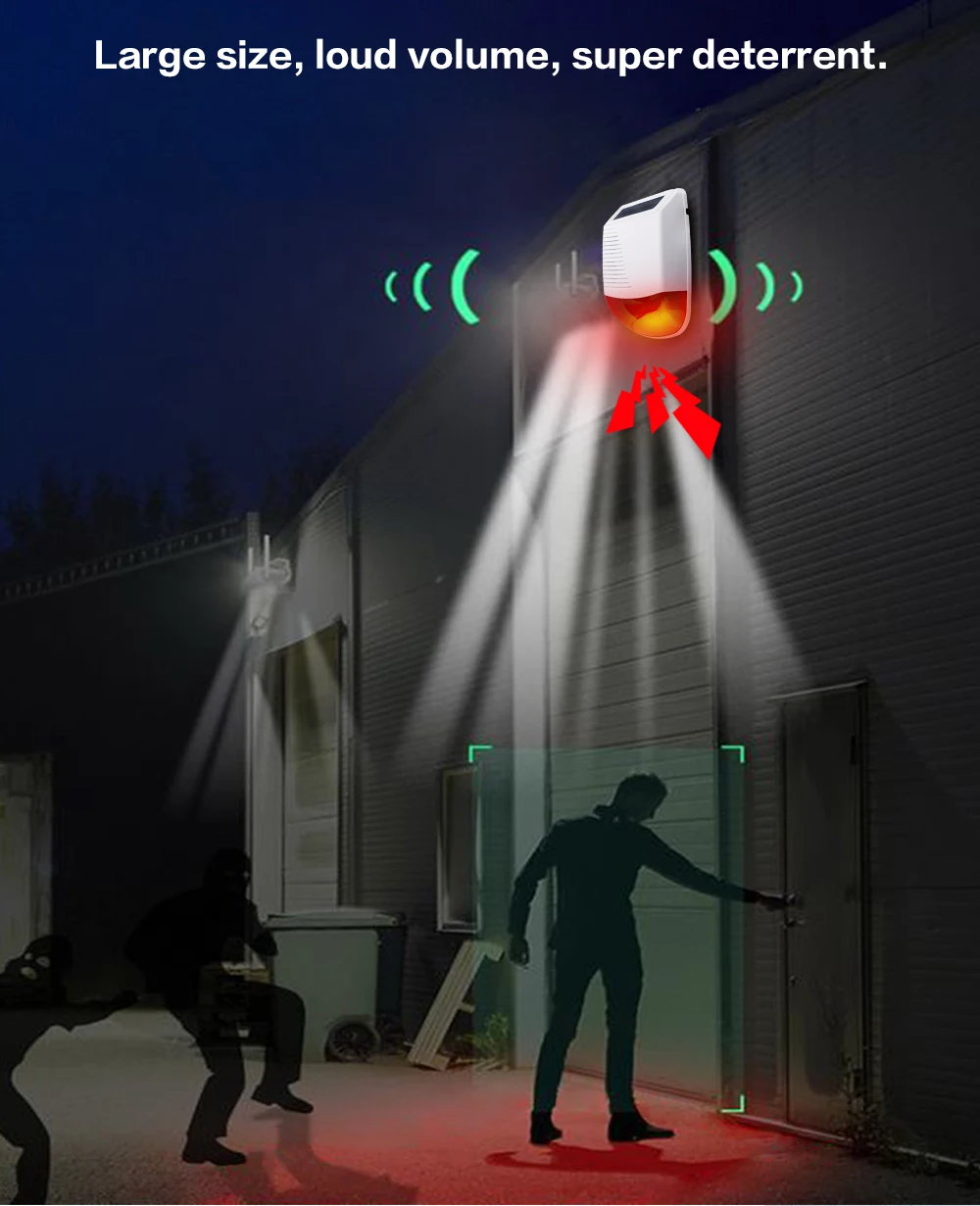 Tillbehör Yupa Wireless RF 433MHz utomhus Solenergin PROBE LIGHT SIREN Vattentät Flash Siren kan användas som larmvärd