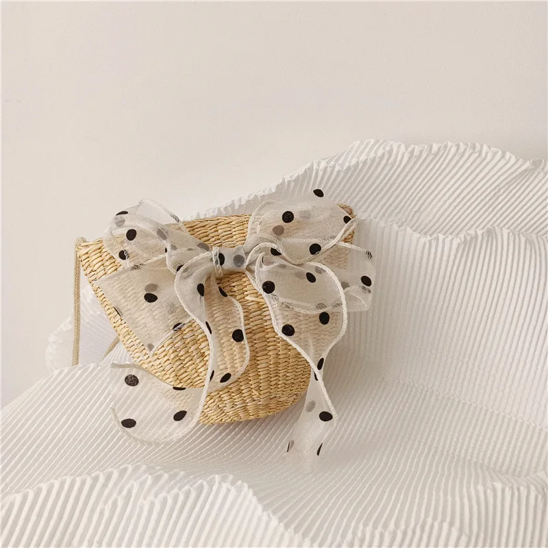 Accesorios Baby Girls Fashion Mesh Bowknot Bag Straw Photography Props de bolsillo para niños Bolsas