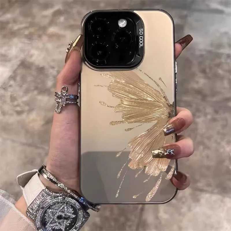 Numerosi cellulari Golden Butterfly Luxury Lens Circle Skin TPU Hard TPU Telef