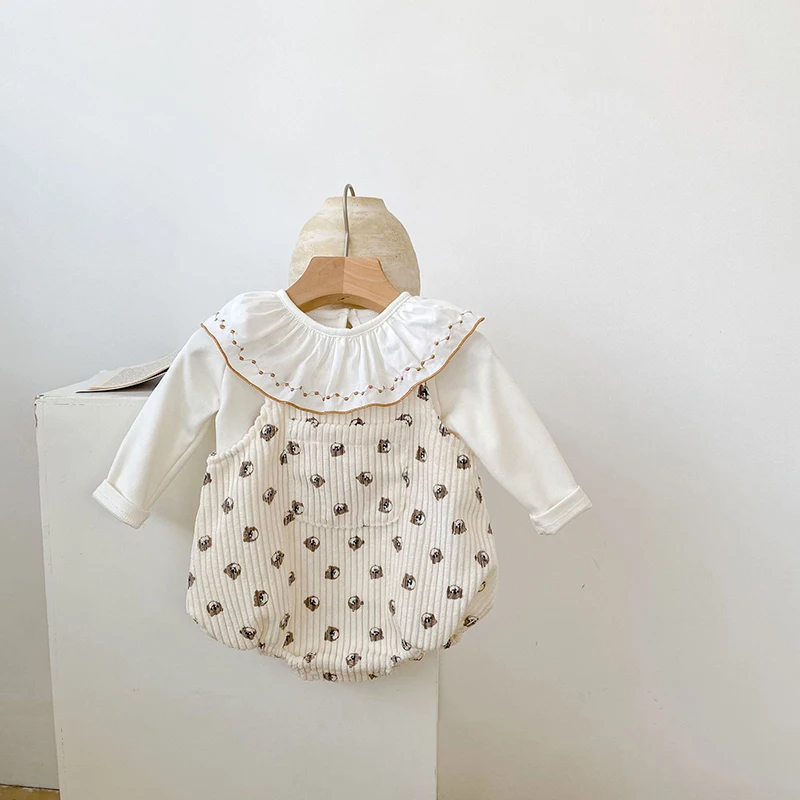 Tops Milancel New Herbst Baby Bottoming Shirt Kleinkind Langarm T -Shirt Infant Lotus Blattkragen Bluse Girls Tops