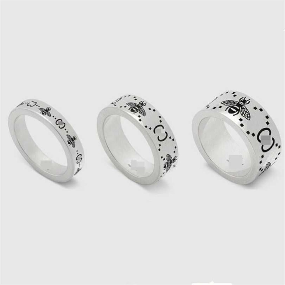 Band Rings 2023 Jewelry New Sterling Silver Classic Double Bee For Men and Women samma stil Par Ring236m