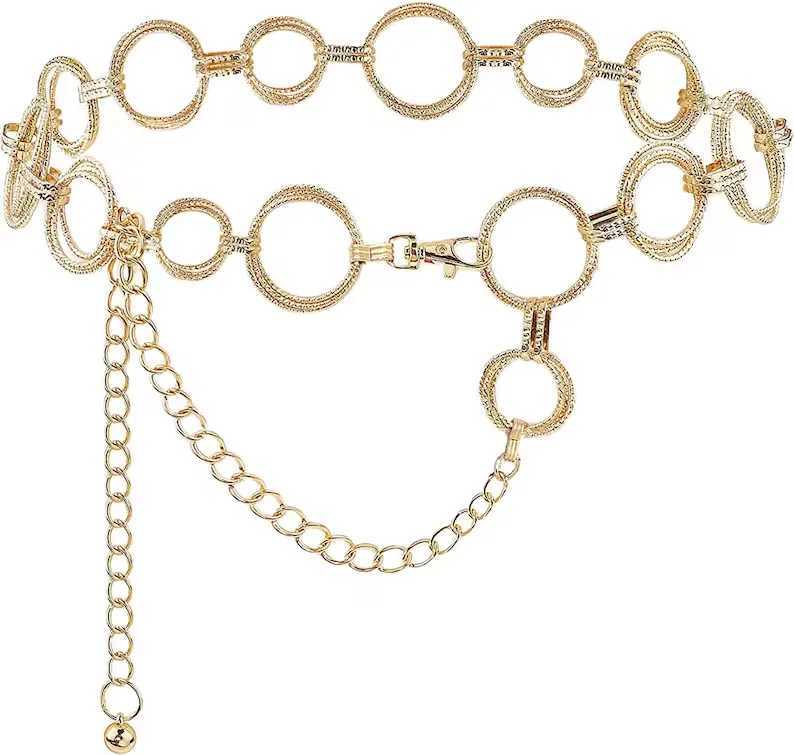 أحزمة سلسلة الخصر O-Ring سلسلة أحزمة حزام الخصر للنساء هدية سلسلة رابطات المعادن