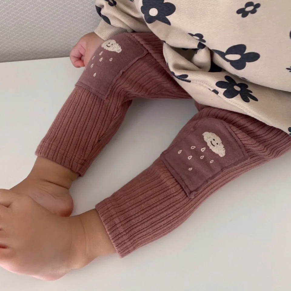 Pants 2021 Nieuwe Lente Knie Patch Baby Broek Peuters Kids Meisjes Leggings Jongens Geribbelde Lange Broek Kinderen Elastische Broek