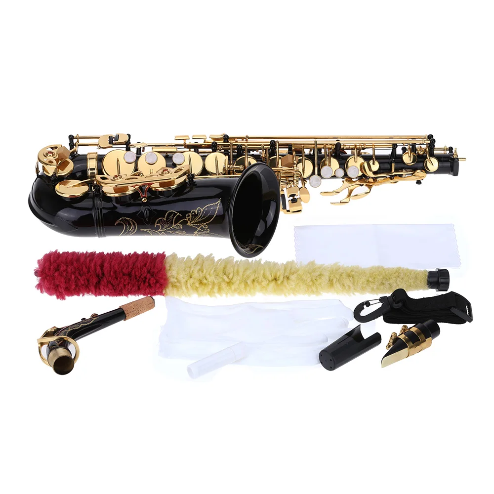 サクソフォンammoon eb alto saxophone真鍮ラッカーed gold e flat sax 82zキータイプの木管楽器のクリーニングブラシグローブパッド付きケース