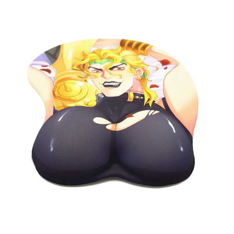 Mouse Pads Wrist Rests Joseph Joestar 3D Oppai Mouse Pad with Wrist Rest Silicone Gel Filled Y240423