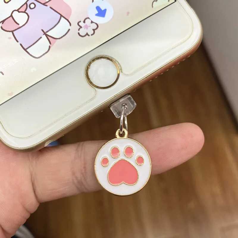 Mobiele telefoon Anti-dust-gadgets Pink Cat Paw Telefoon Stofstekker Charm Schattige anti Dust Cap Pendant laadpoort voor iPhone Type C Android Dust Protection Stopper Y240423