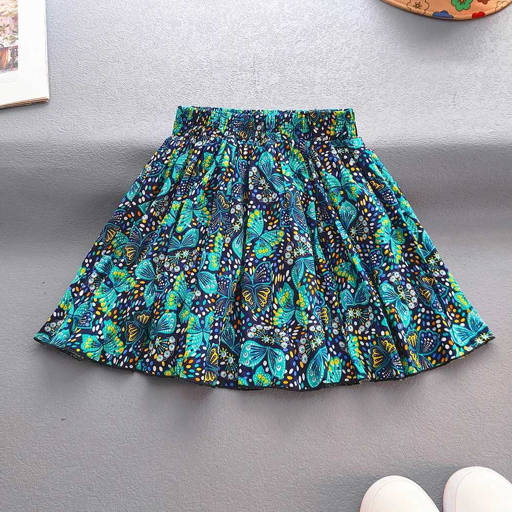 SKIRTS CRIANÇAS MENINAS MENINAS PRINCESSO PLECEAD COREANA IMPRESSO LIGADA SAIL LIME FLORAL FOLUFY FROY CRIPAS H240423