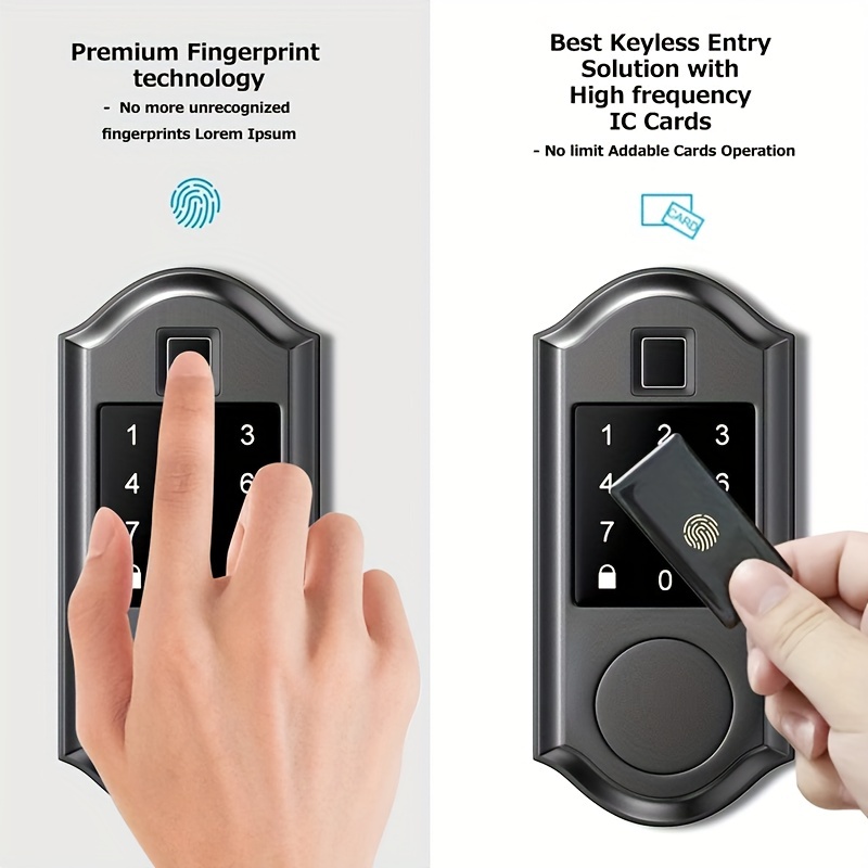 Verrouillage intelligent avec empreintes digitales Deadbolt - Locke de porte d'entrée sans clé 5 en 1 avec application de clavier télécommande, verrouillage intelligent automatique étanche, idéal pour les chambres, vestiaire