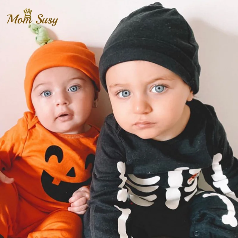 One-Pieces Newborn Baby Girl Boy Rompers Cotton Pumpkin Skull Print Infant Toddler Jumpsuit Outfits Bebe Ropa Halloween Baby Clothes