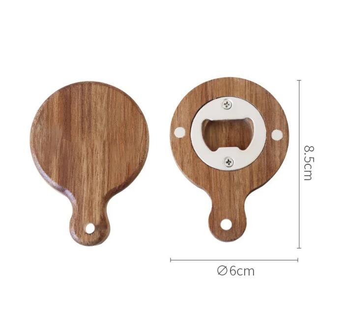 Blank Wooden Beer Bottle Opener with Magnet Wooden Refrigerator Magnet Bottle Opener for Kitchen Gathering Party Wedding Gift