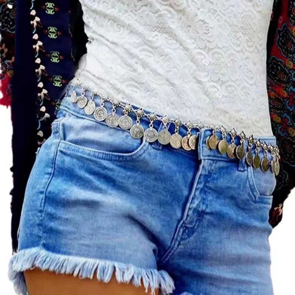 Chaîne de taille Balte une chaîne de taille pendante inspirée de pièce pour femmes Rétro-hop robe de rock robe de ceinture de ceinture assortie Accessoires Chaîne de taille