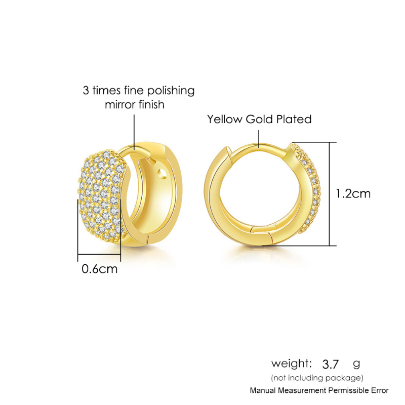 Women Thick Huggie Hoop Earrings, 14K Plated Gold Dainty Cubic Zirconia Huggie Hoops Cute Earring Minimalist Jewelry Gifts for Lady