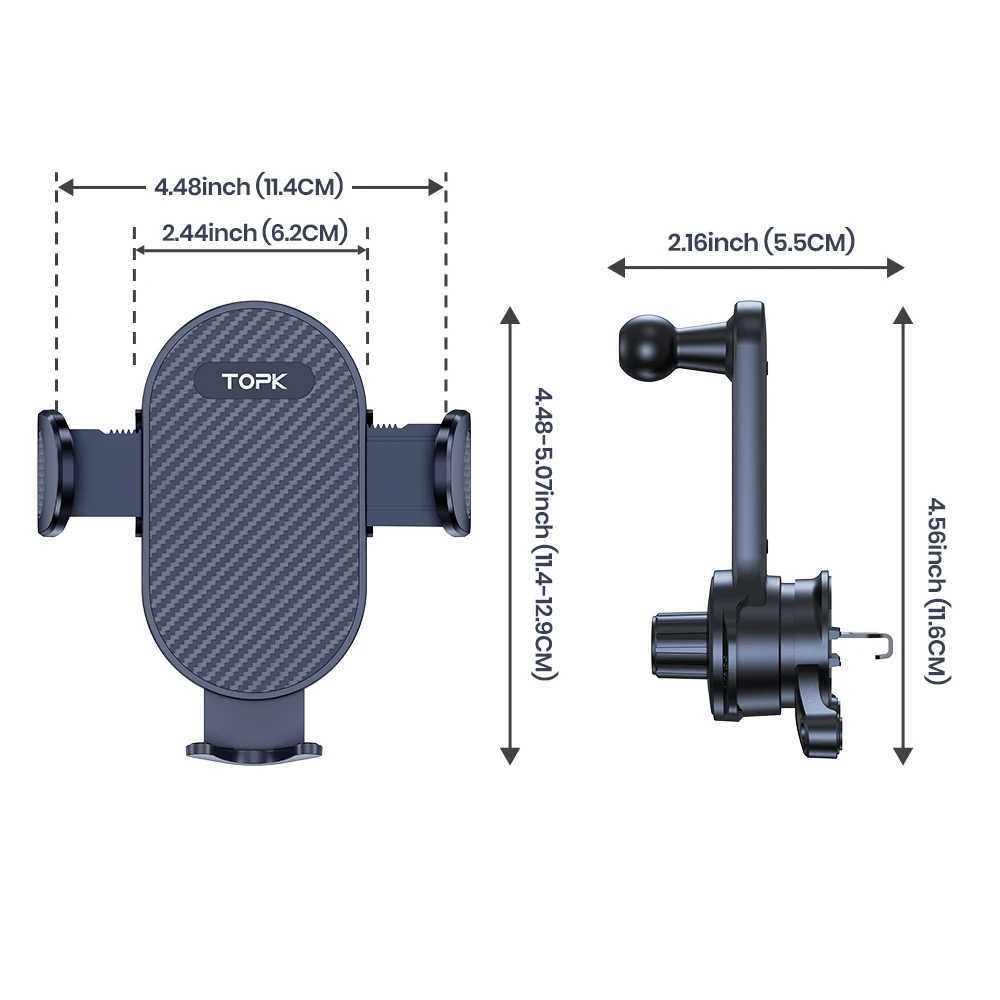 حاملات الهاتف الخليوي حاملي Topk Car Vent Point Support 3-Point Support-Point Hook Metal Hook أحادية اليد.