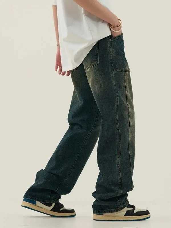 Damskie dżinsy moda luźna dżinsy dżinsy z szerokiej nogi dżinsowe ubranie niebieskie dżinsy vintage strtwear proste swobodne spodnie w talii Y240422
