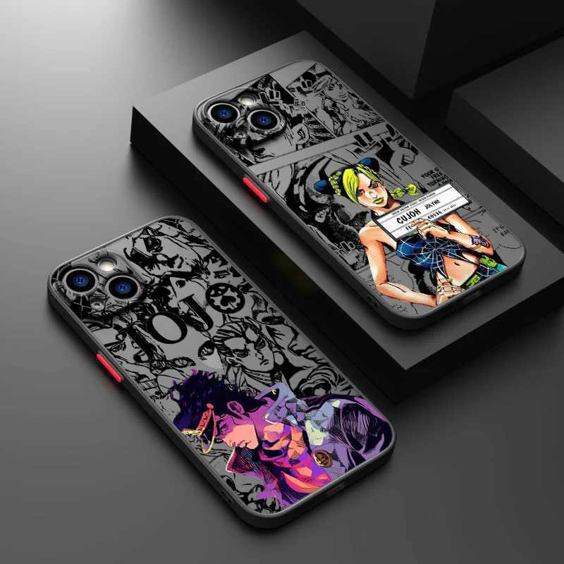 携帯電話バンパーJojo Bizarre Adventure Anime for iPhone 15 14 13 12 Mini 11 XS XR X 8 7 Pro Max Plus TPU Frosted frosted furcent Phone Case Y240423