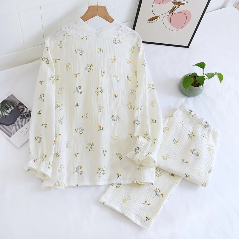 Dresses Fdfklak Gauze Cotton Long Sleeve Nursing Nightwear Maternity Pajamas Set Postpartum Confinement Clothing Spring