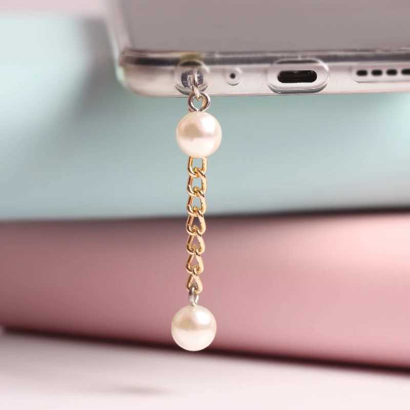 Mobiele telefoon Anti-Dust-gadgets Pearl Dust Plug Charm Kawaii Telefoon Anti Dust Cap oortelefoonaansluiting Port Plug voor iPhone USB C Dustbescherming Stopper Y240423