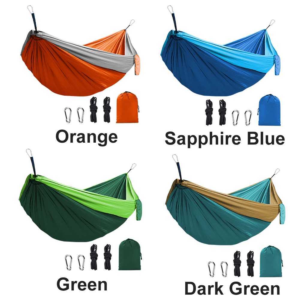 Camp Furniture High Strength Fabric Parachute Hammock Portable Outdoor Camping Swing Bed with Nylon Material Single eller Double Paraply Fabric Cam Y240423