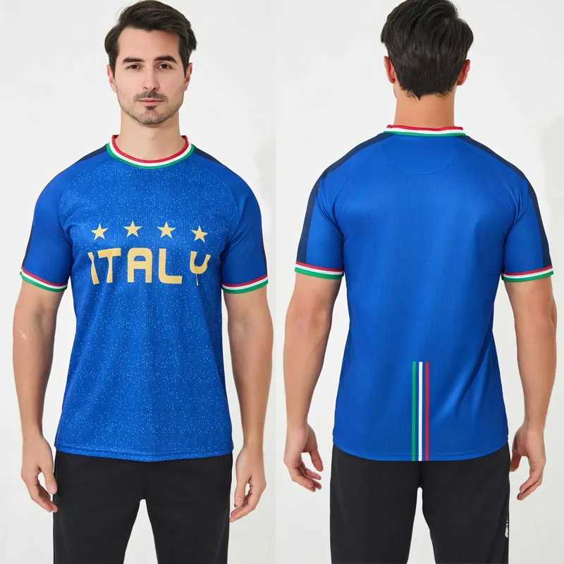 Fans Tops Tees European Cup Italien Fußballhemd Schnell trockener Polyester Spanien Fußball -Trikot -Männer Fußball Sport tragen Custom Name Soccer Uniform Y240423