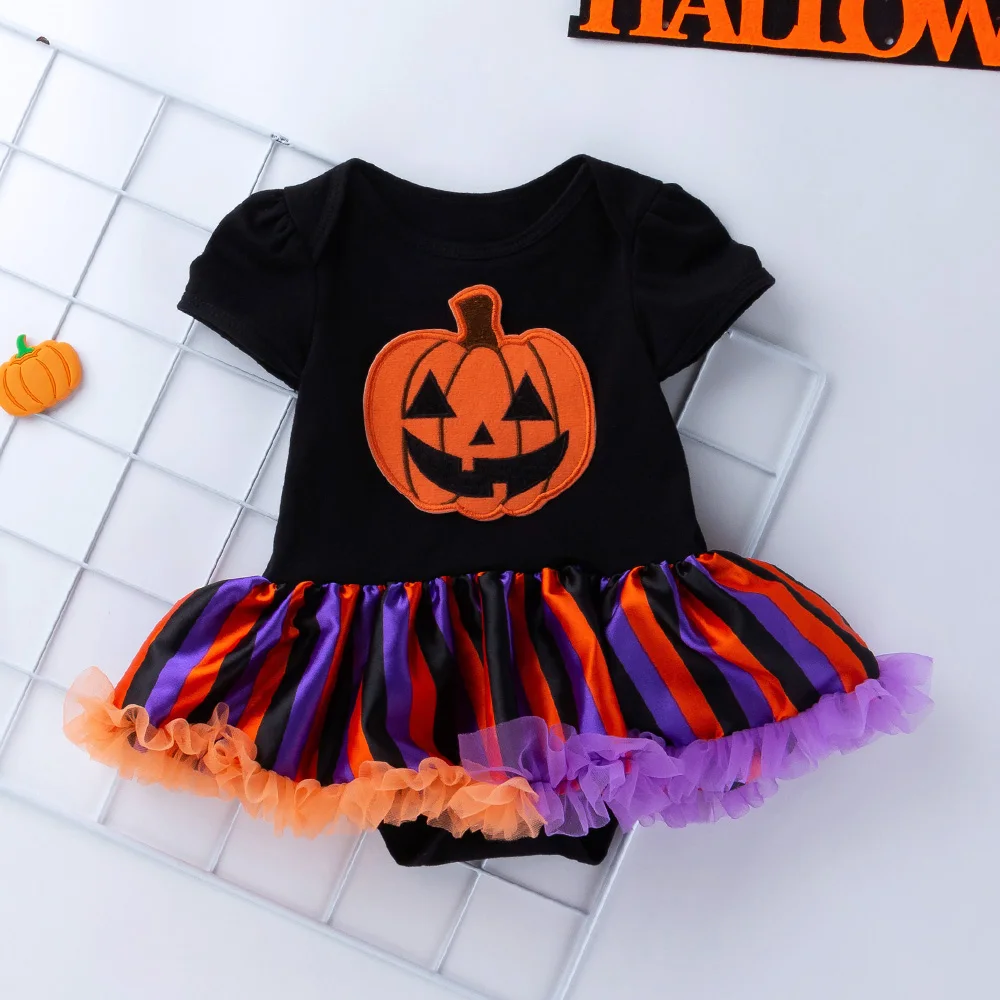 Sets Infant Halloween Black Short Sleeved Skull Skirt Dress Newborn Baby Girl Clothes Infant Set Tutu Skirt Princess Wear