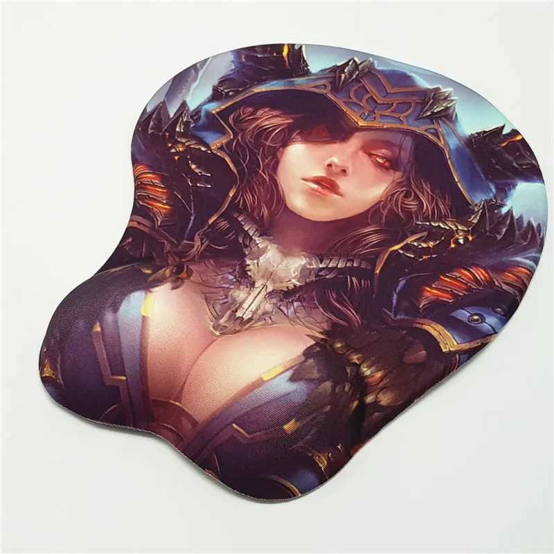 Mouse Pads Wrist Rests Human Warlock 3D Soft Breast Chest Gaming Mouse Pad with Wrist Rest Silicone Gel Filled H2.8cm Y240423