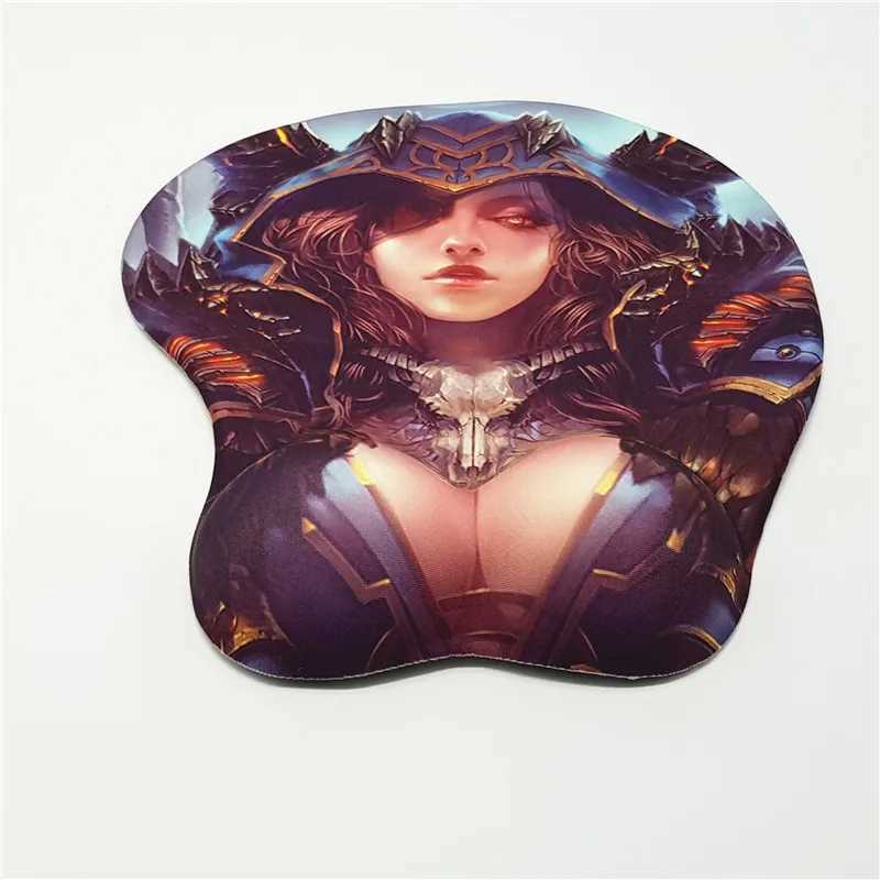 Mouse Pads Wrist Rests Human Warlock 3D Soft Breast Chest Gaming Mouse Pad with Wrist Rest Silicone Gel Filled H2.8cm Y240423