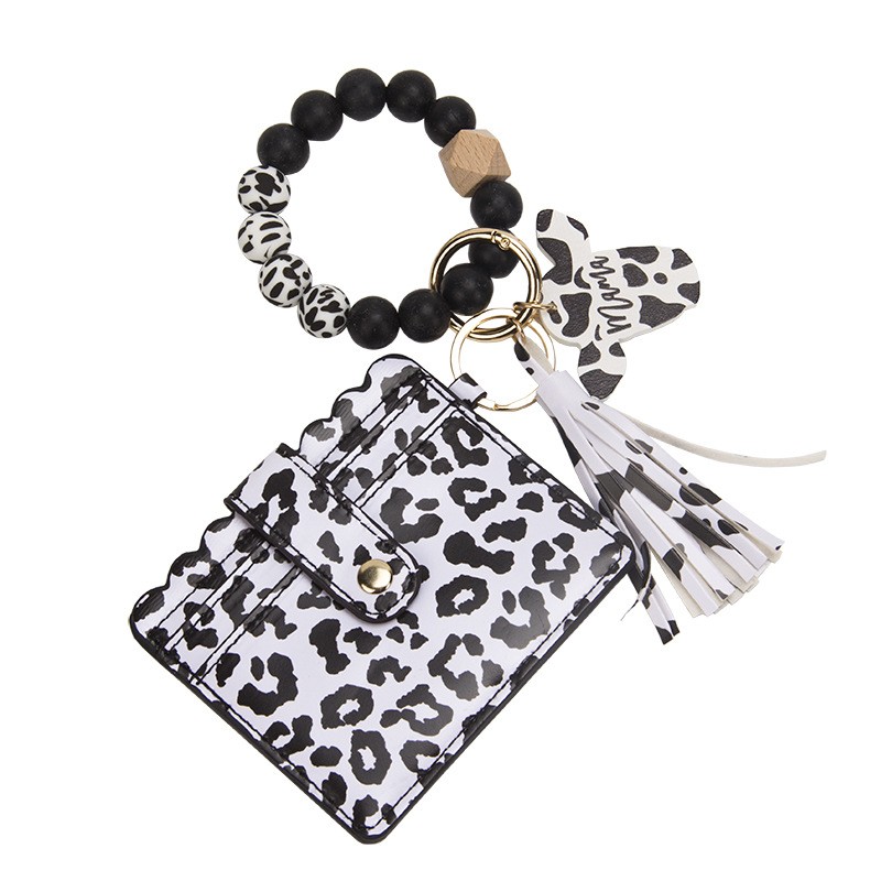 2024 NOUVEAU LEOPARD IMPRIME SILICONE BRACE BRACET SAG BRACELET COW PRINT CUIR COWE COWE CHIP CLIE CLÉ SET