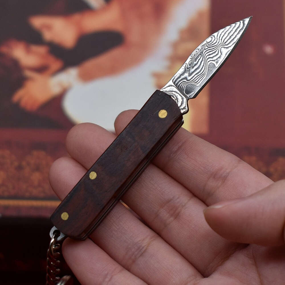 Lightweight Damascus Small Pocket Knife for Men High Quality Outdoor Folding Pocketknife Portable Keychain Mini Survival Knife