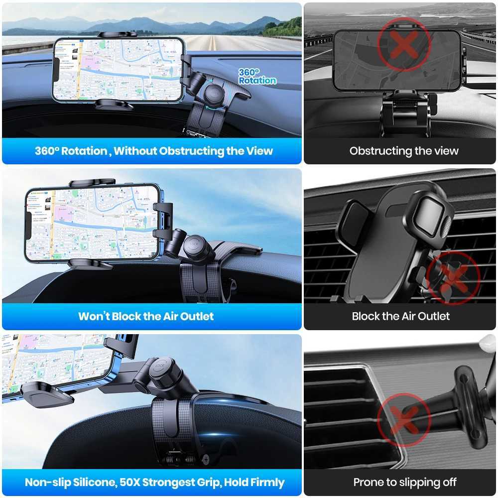 Cell Phone Mounts Holders TOPK Car Phone Holder Stand Universal Dashboard Car Clip Mount GPS Bracket Car Mobile Phone Support in Car For iPhone Samsun Y240423