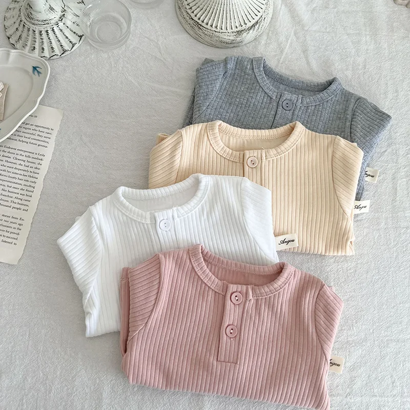 Tops MILANCEL Baby Clothes Brief Toddler Blouse Solid Boys Base Tops Girls Striped Long Sleeve Shirt