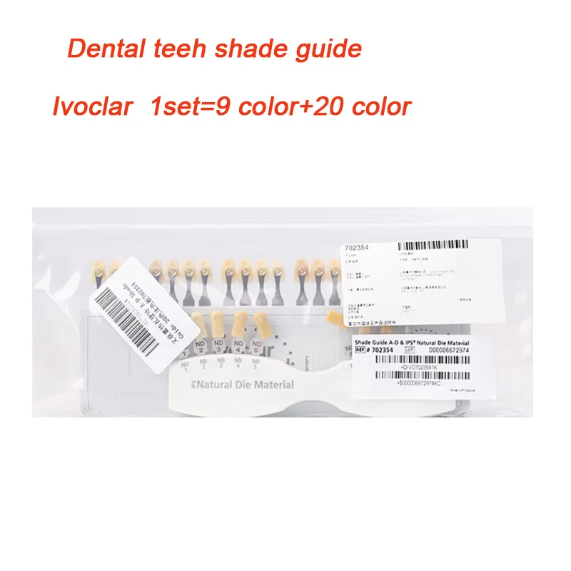 Model Tooth Guide Dental Plate Shade Chart Board Color Comparator 20/29 Färger Tänkar Vit blekning Tandplatta Tandblekning