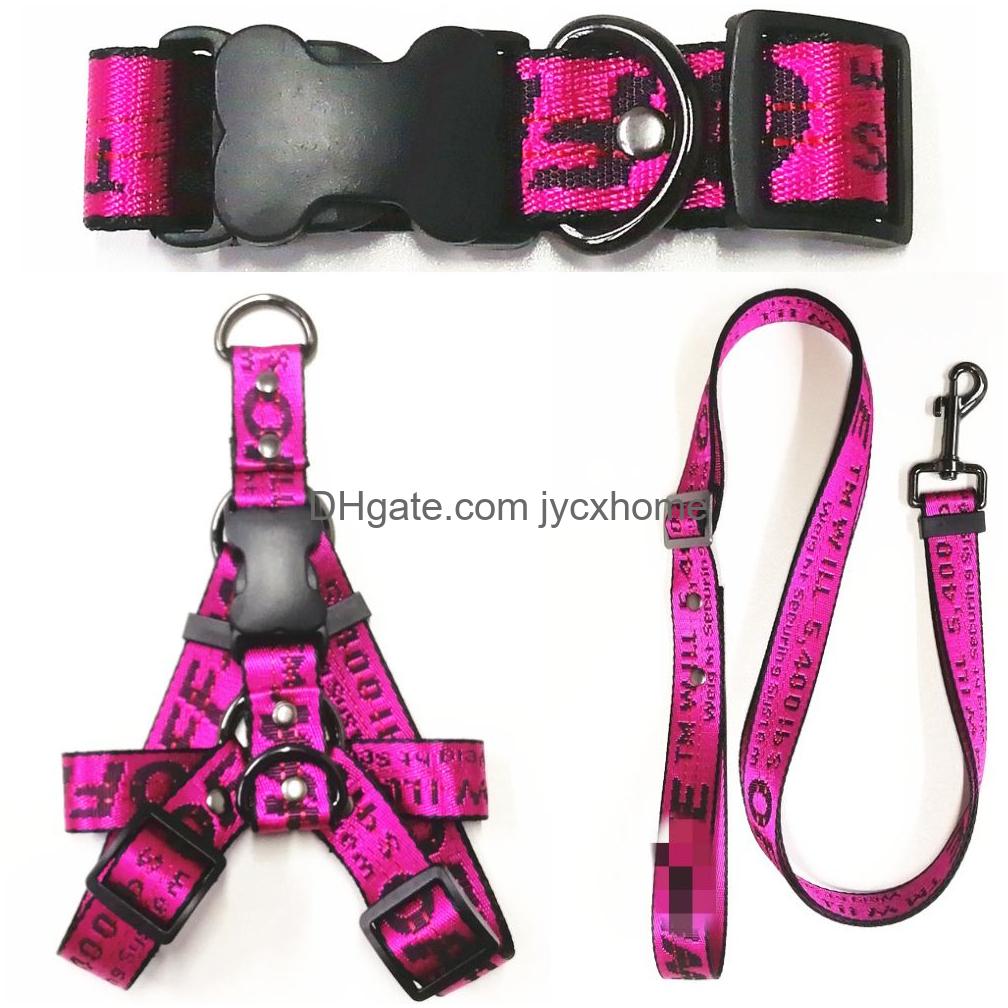 Dog Collars Leashes Designer Dog Harness and Leashes Set Classic Letters Pattern Collar Leash Safety Belt for Small MediumDhmup