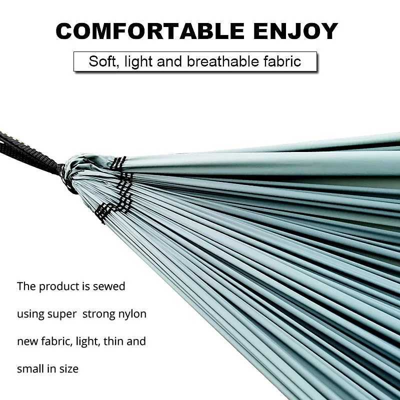 Camp Furniture 260*140 cm Ultralight Hammock 380T 20D Ny fallskärm Nylon Single Shelter för vandringsridning och camping Y240423