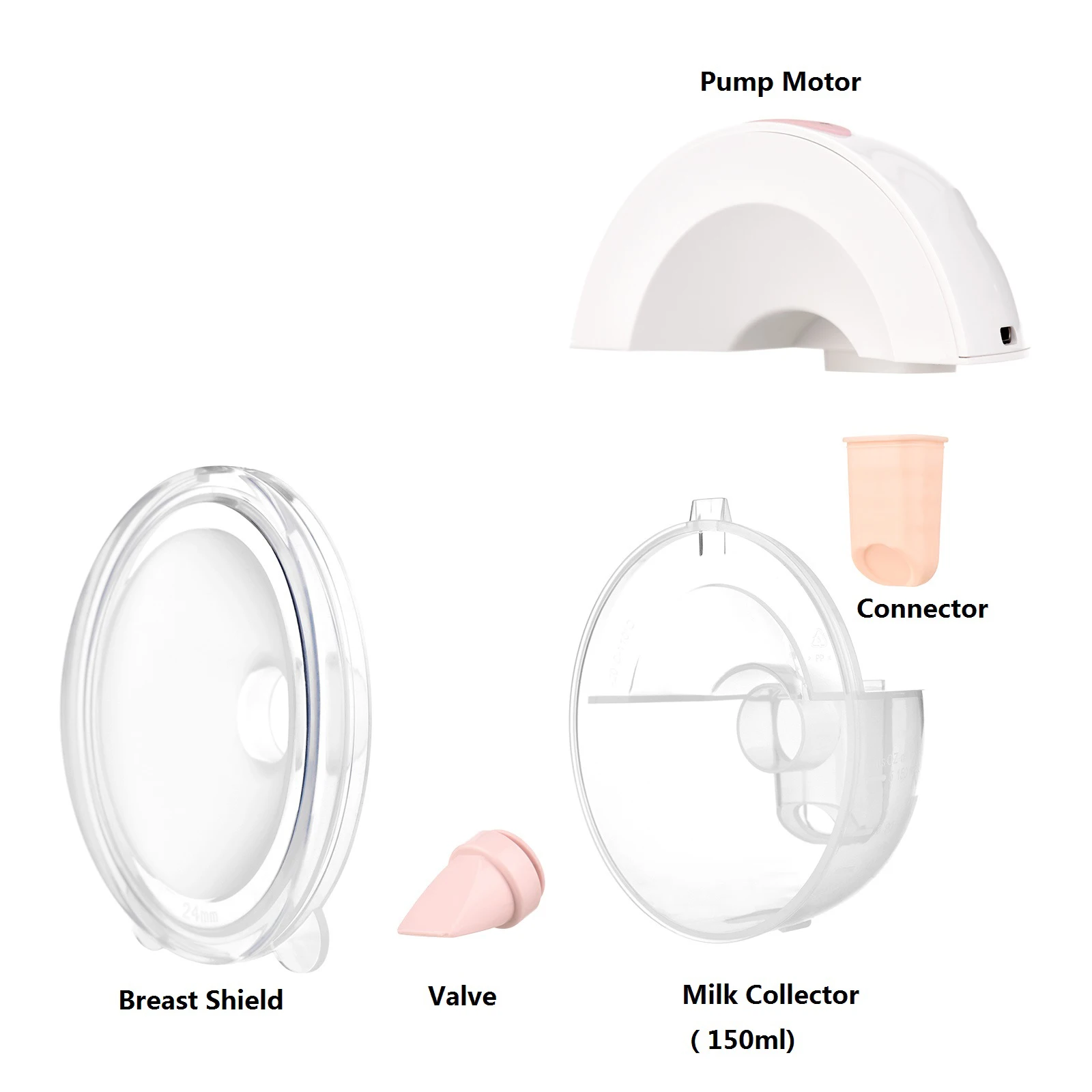 Enhancer Wearable Hands Free Electric Breast Pump Portable Invisible Silent Pain Free Feeding Pump with 24mm Flange 150ml Capacity