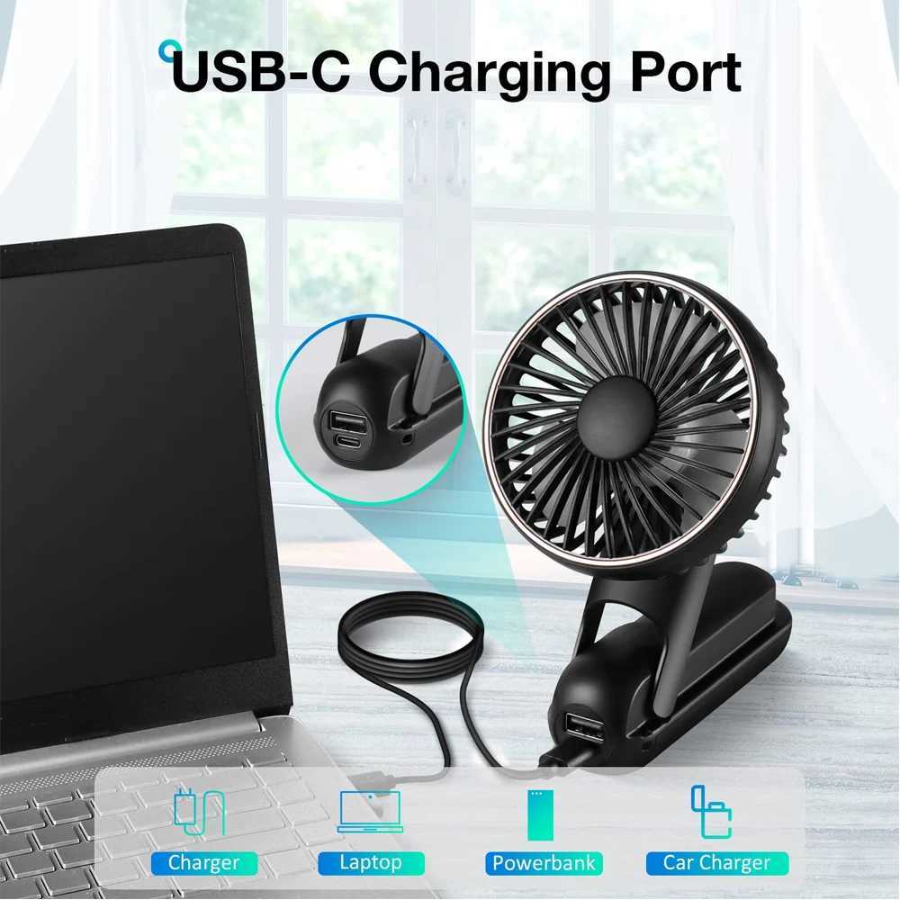 Autres appareils Ventilateur portable avec Power Pack Fan de chargement USB 180 Fan de bureau silencieux pliant adapté à une utilisation en plein air dans les bureaux de camping J240423