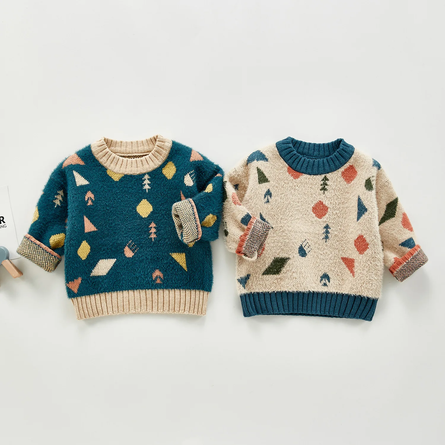 Pullages 02 ans Automne Chauchis laineux hiver Bébé filles Pulllades Cabillations Tricot à tricot à manches longues