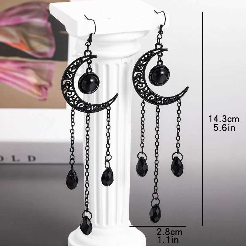 Charm Vintage Gothic Vampire Witch Black Moon Oorrings voor vrouwen 2023 Nieuwe Creative Halloween Party Personaliseerde sieradenaccessoires Y240423